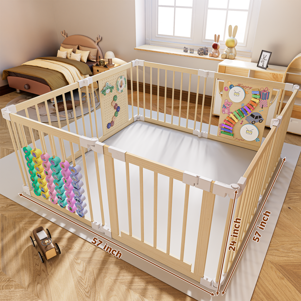 YZNVCG WOODEN BABY PLAYPEN 57*57*24inch